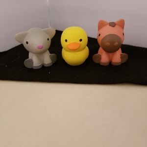 Small Pets Chewable Rubber Toy Trio - Yellow, Gray, Peach